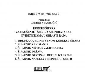 Kodeks šifara za unošenje i šifriranje podataka u evidencijama u oblasti rada