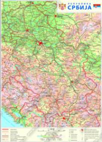 Fizičko-geografska karta: Republika Srbija, 1:1.000.000
