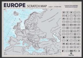 Uramljena greb-greb mapa Evrope na engleskom